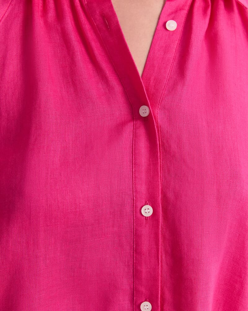 Lola Linen Blouse in RASPBERRY
