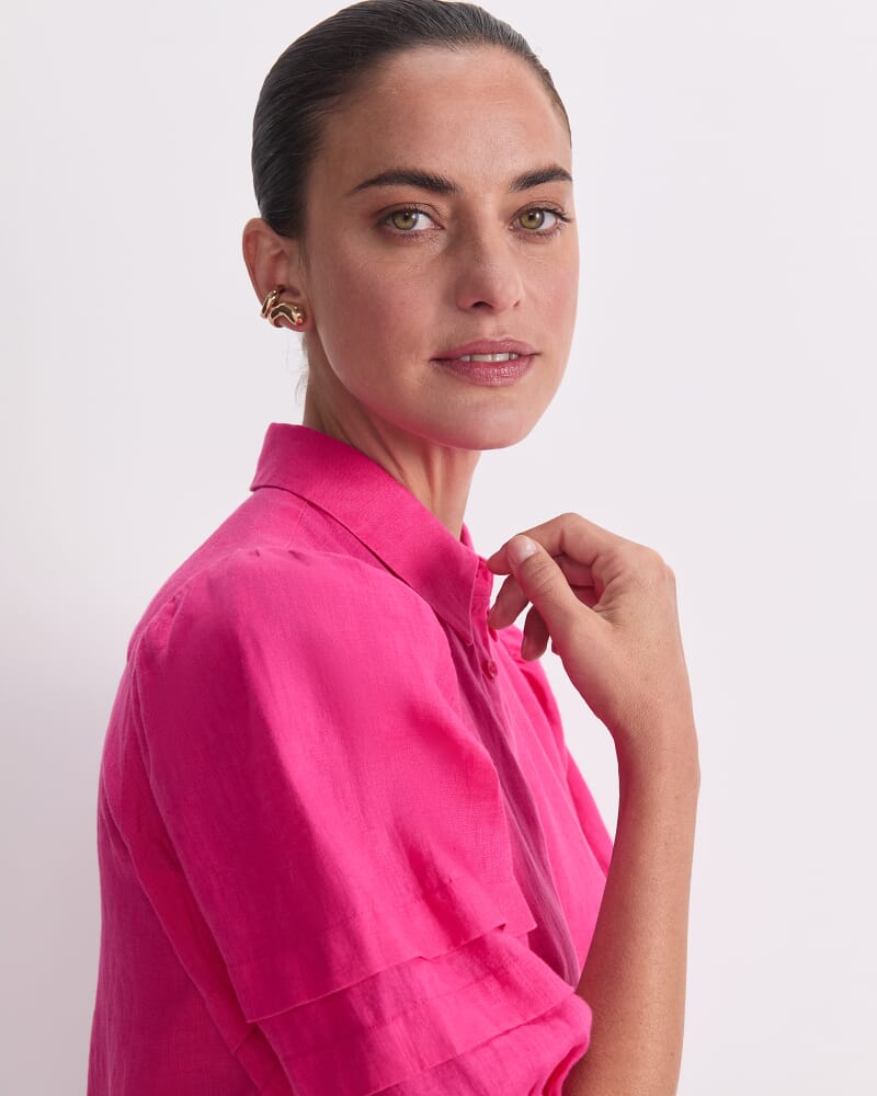 Lola Linen Blouse in RASPBERRY