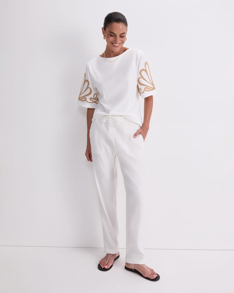 Rosa Linen Pant in WHITE