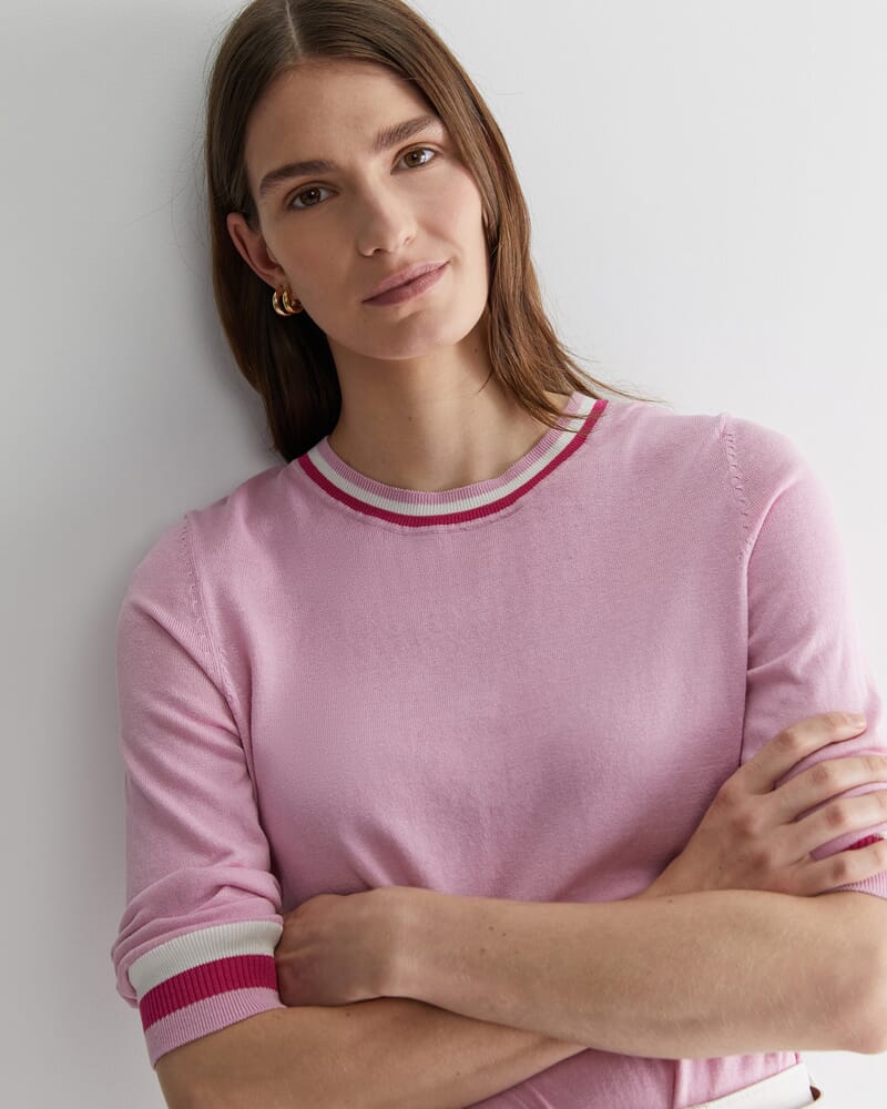 Alphine Silk Blend Knit Top in CANDY