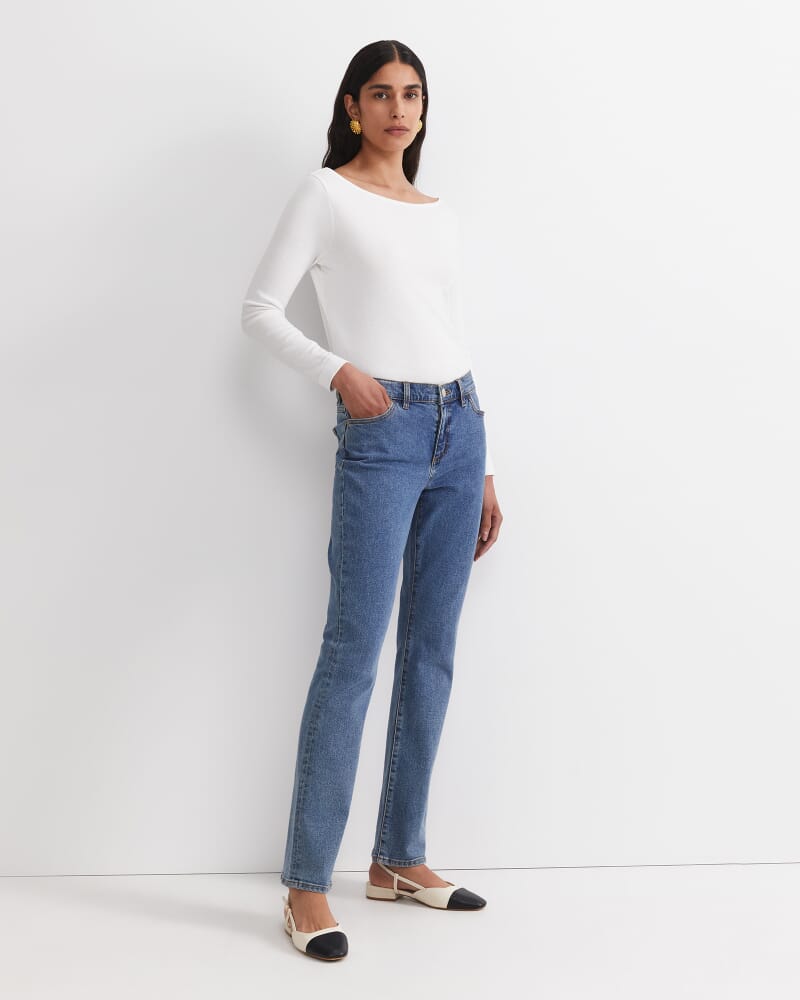 Simone Straight Jean in BLUE WASH