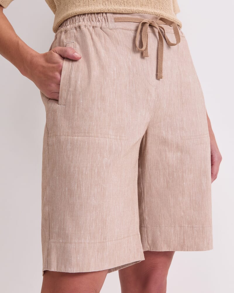 Rosa Linen Short in PEBBLE