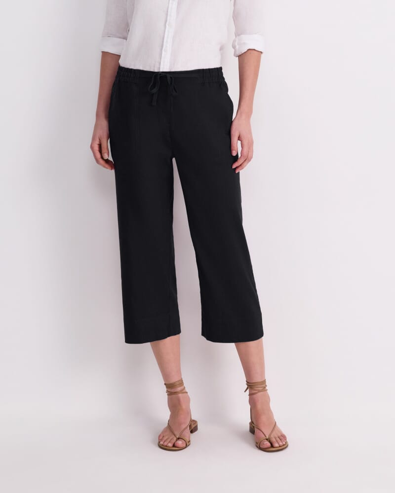 Rosa Crop Linen Pant in BLACK