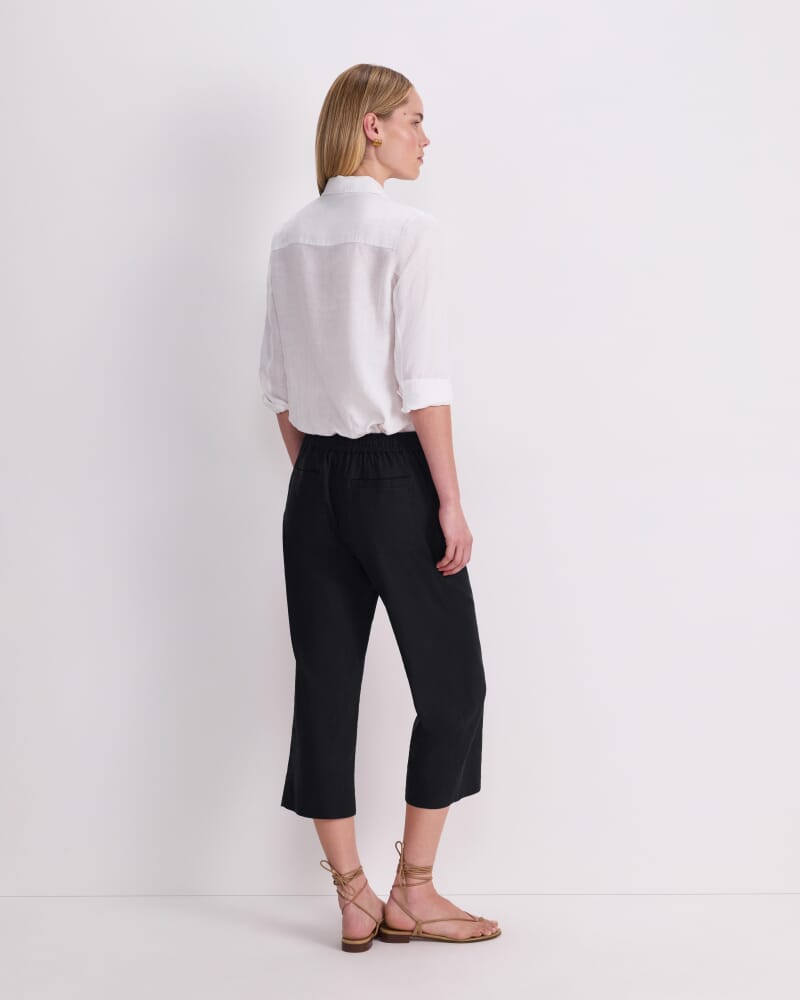 Rosa Crop Linen Pant in BLACK
