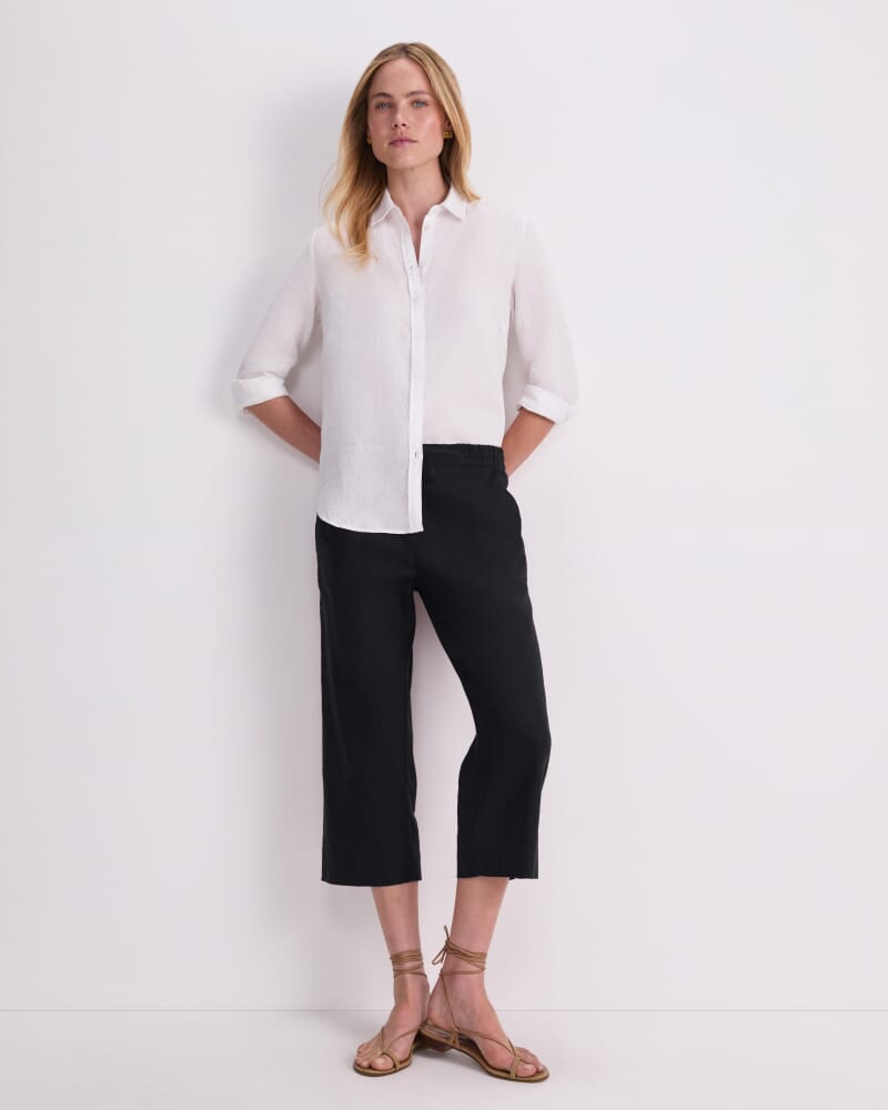 Rosa Crop Linen Pant in BLACK