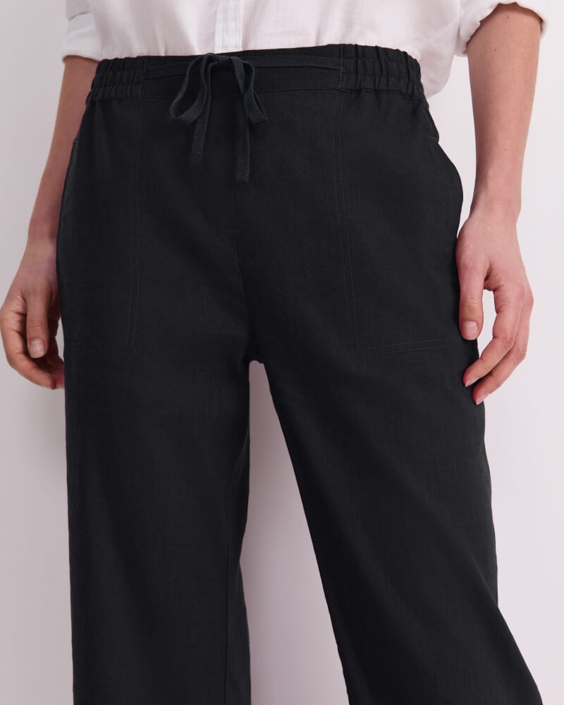 Rosa Crop Linen Pant in BLACK