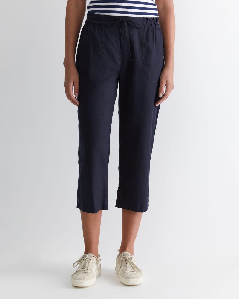 Rosa Crop Linen Pant in CLASSIC NAVY