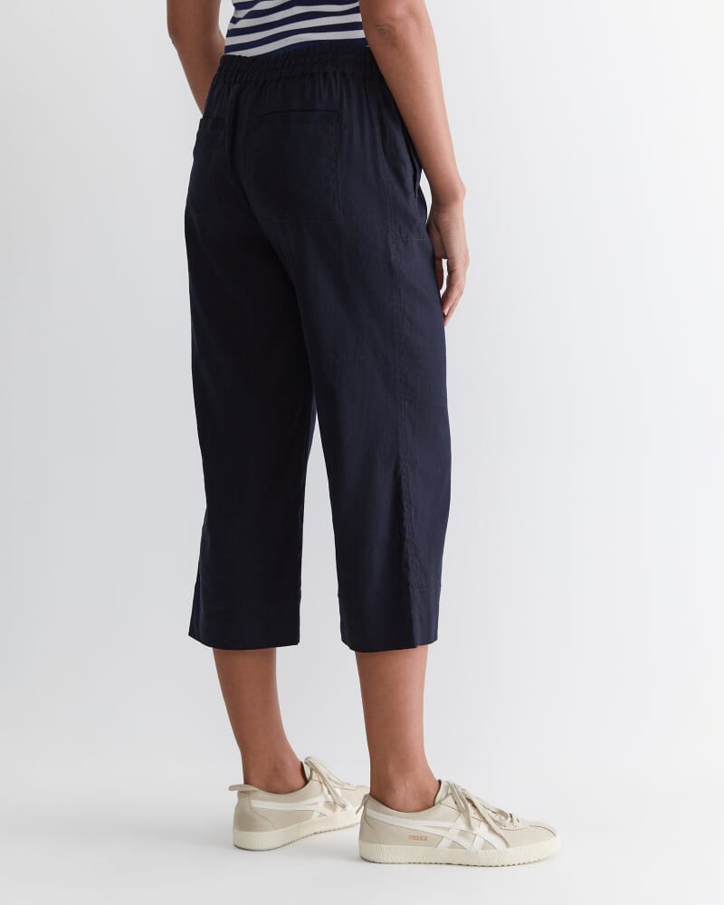 Rosa Crop Linen Pant in CLASSIC NAVY