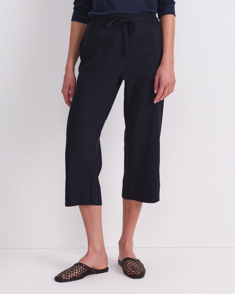 Rosa Crop Linen Pant in CLASSIC NAVY