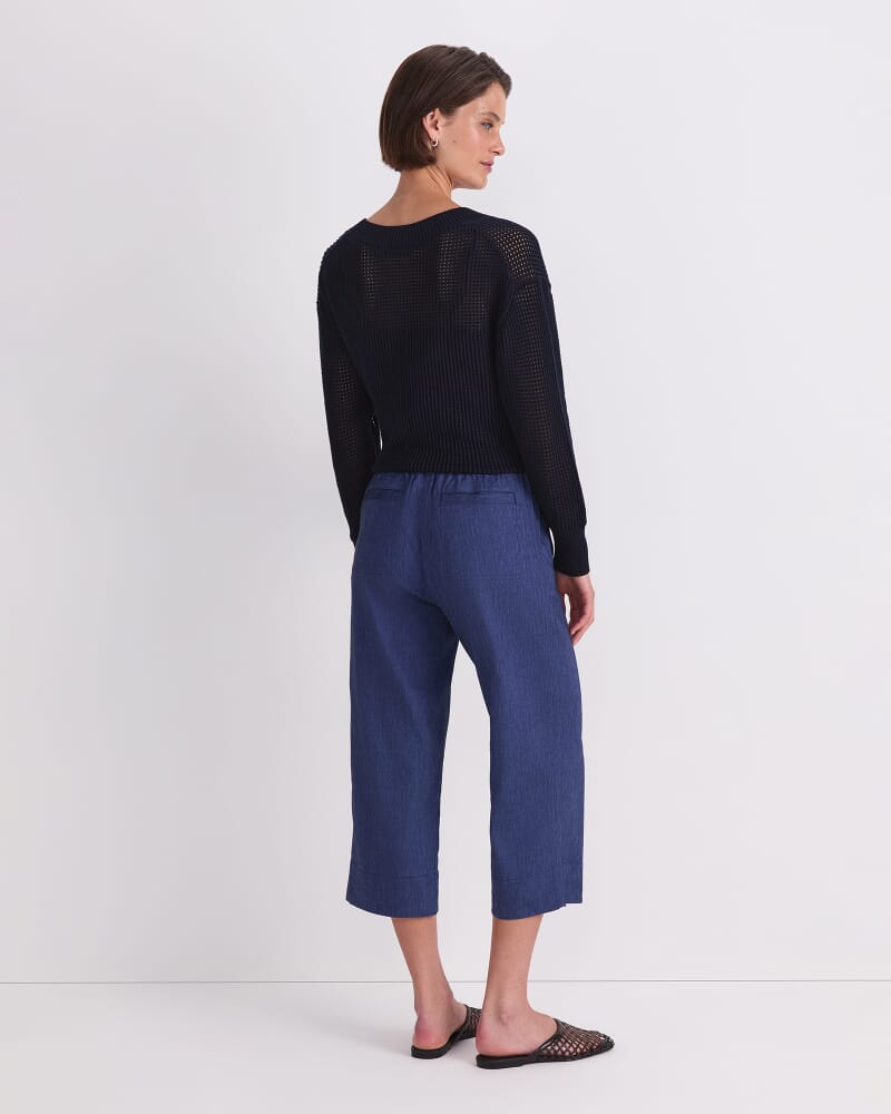Rosa Crop Linen Pant in INDIGO