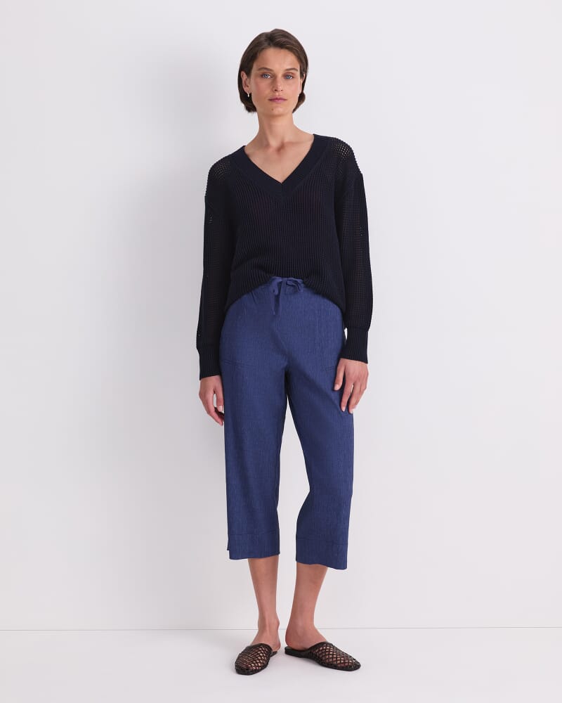 Rosa Crop Linen Pant in INDIGO