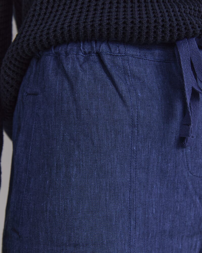 Rosa Crop Linen Pant in INDIGO