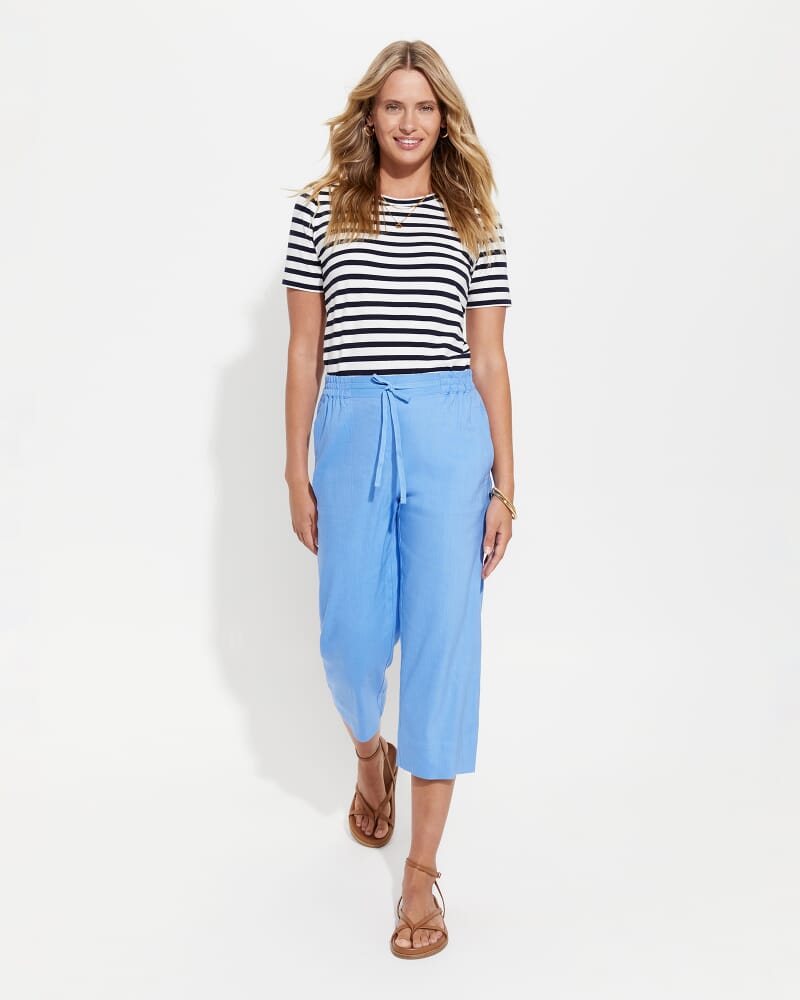 Rosa Crop Linen Pant in MOROCCAN BLUE