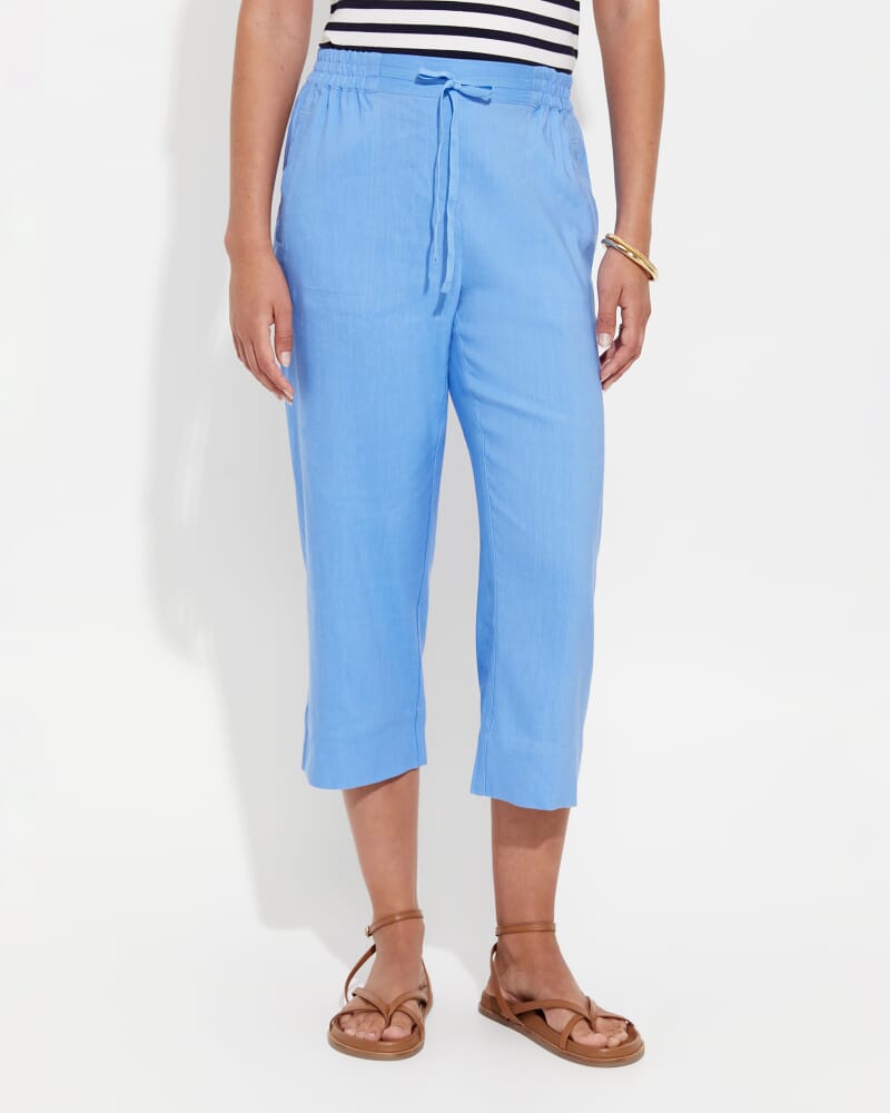 Rosa Crop Linen Pant in MOROCCAN BLUE