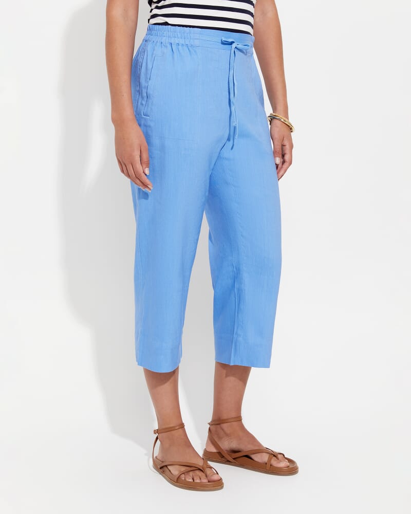Rosa Crop Linen Pant in MOROCCAN BLUE