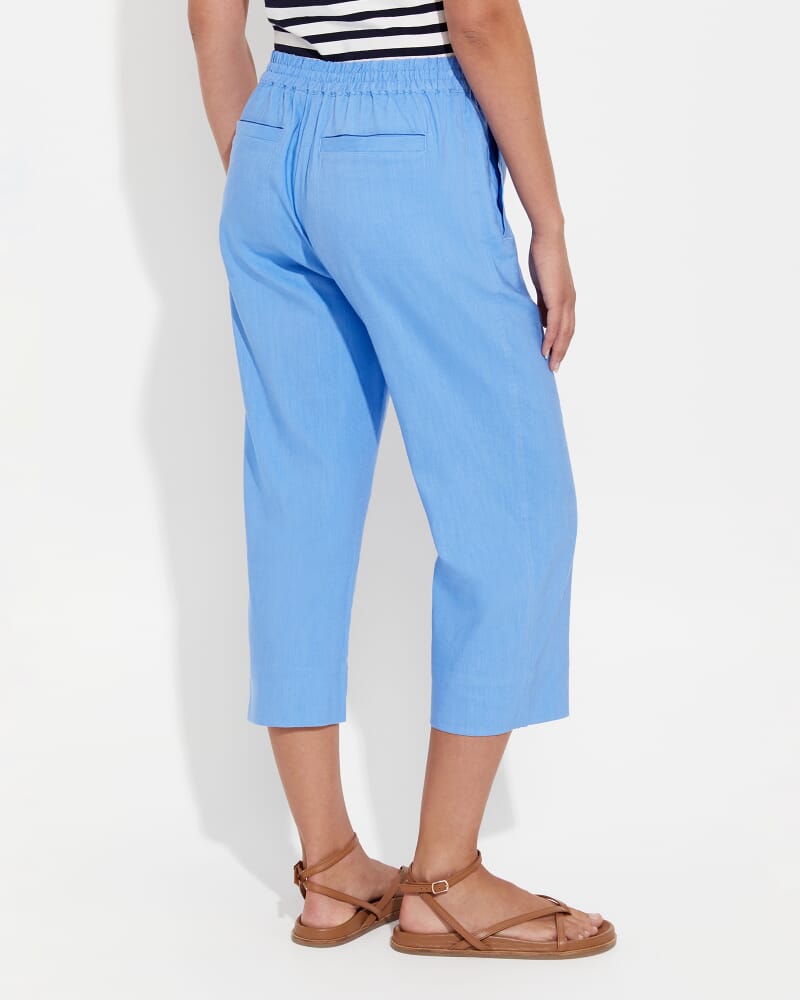 Rosa Crop Linen Pant in MOROCCAN BLUE