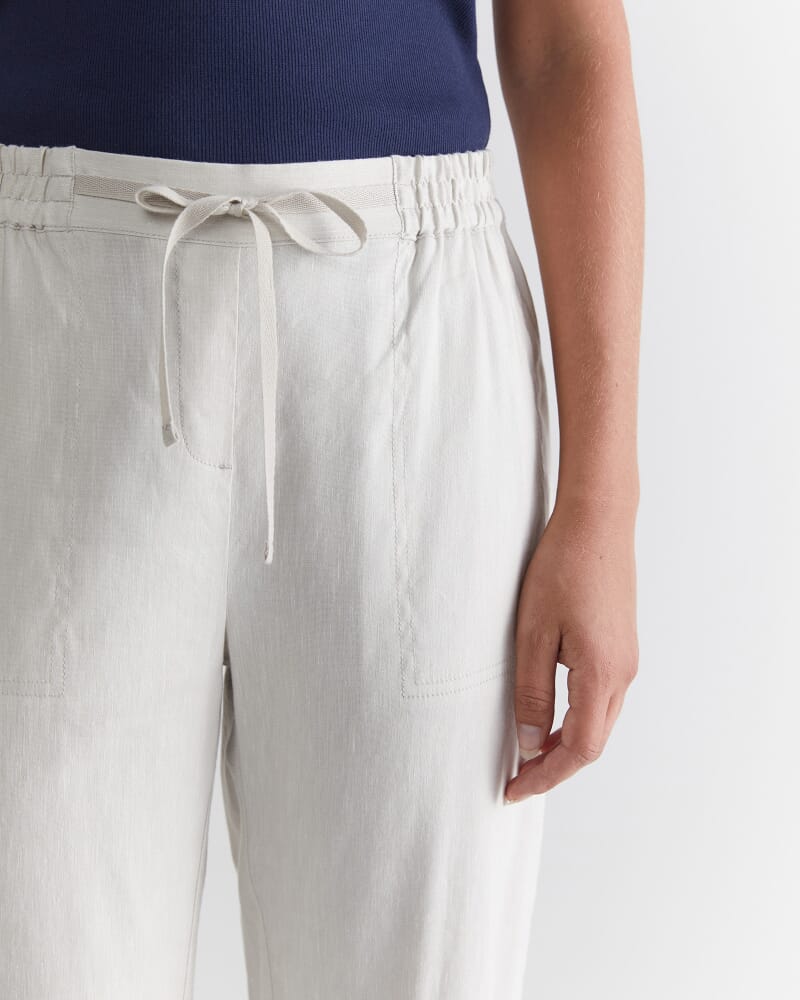 Rosa Crop Linen Pant in NATURAL