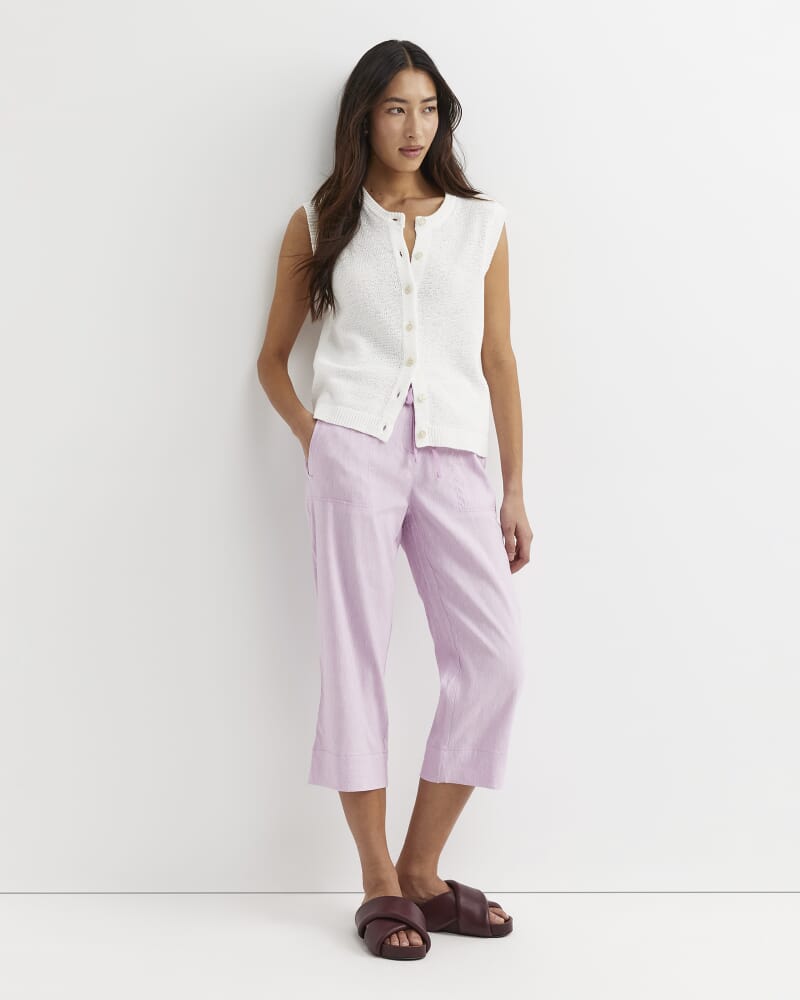 Rosa Crop Linen Pant in ORCHID