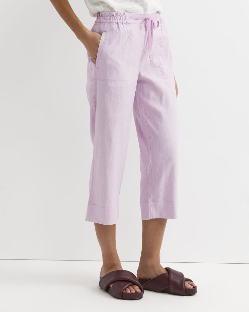 Rosa Crop Linen Pant in ORCHID