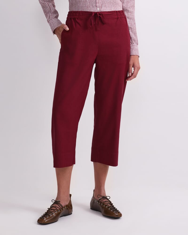 Rosa Crop Linen Pant in PINOT
