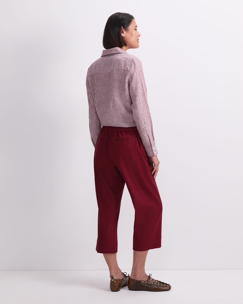 Rosa Crop Linen Pant in PINOT