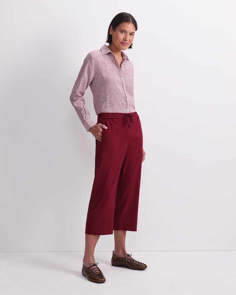 Rosa Crop Linen Pant in PINOT