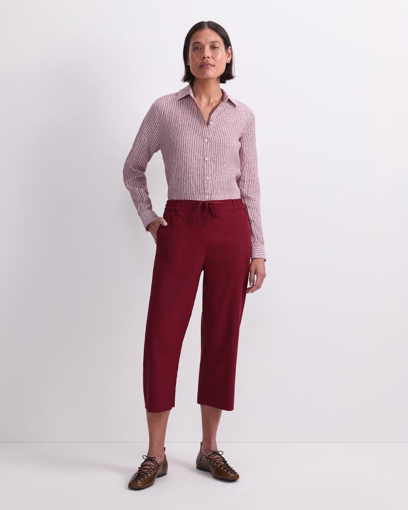 Rosa Crop Linen Pant in PINOT