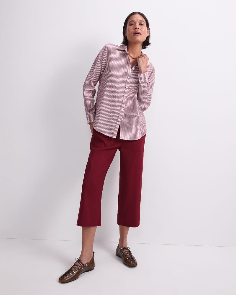 Rosa Crop Linen Pant in PINOT