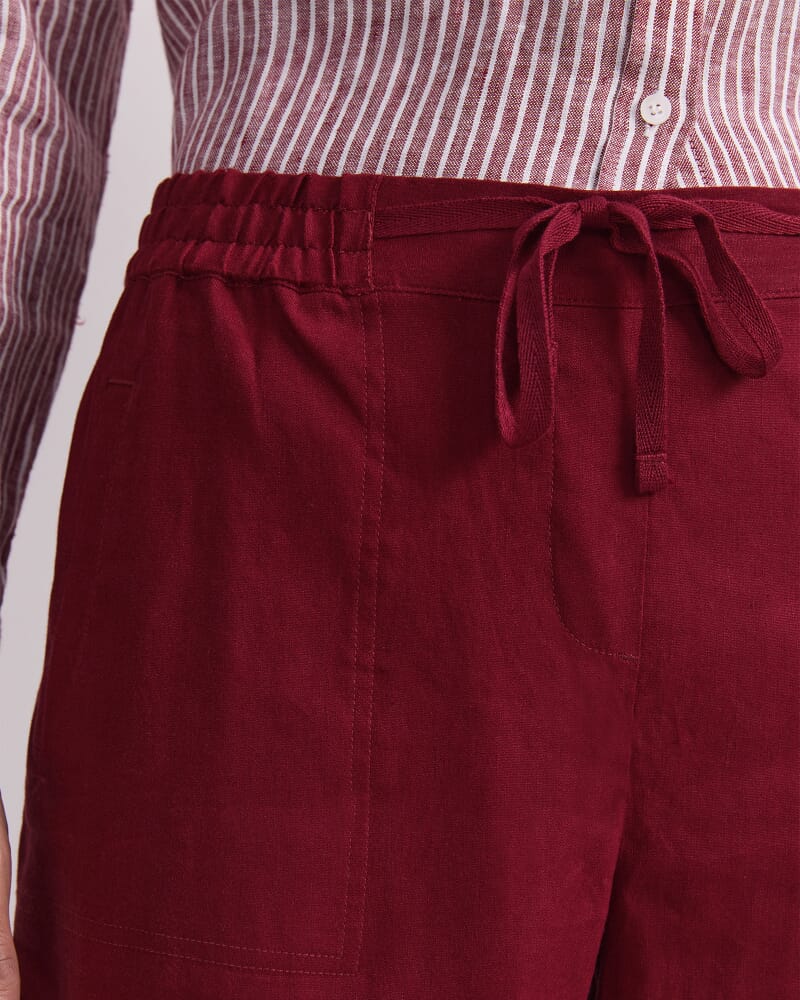 Rosa Crop Linen Pant in PINOT
