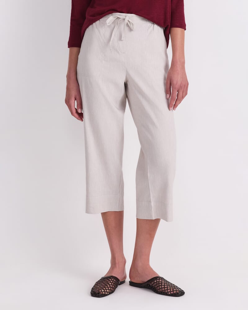 Rosa Crop Linen Pant in STRING