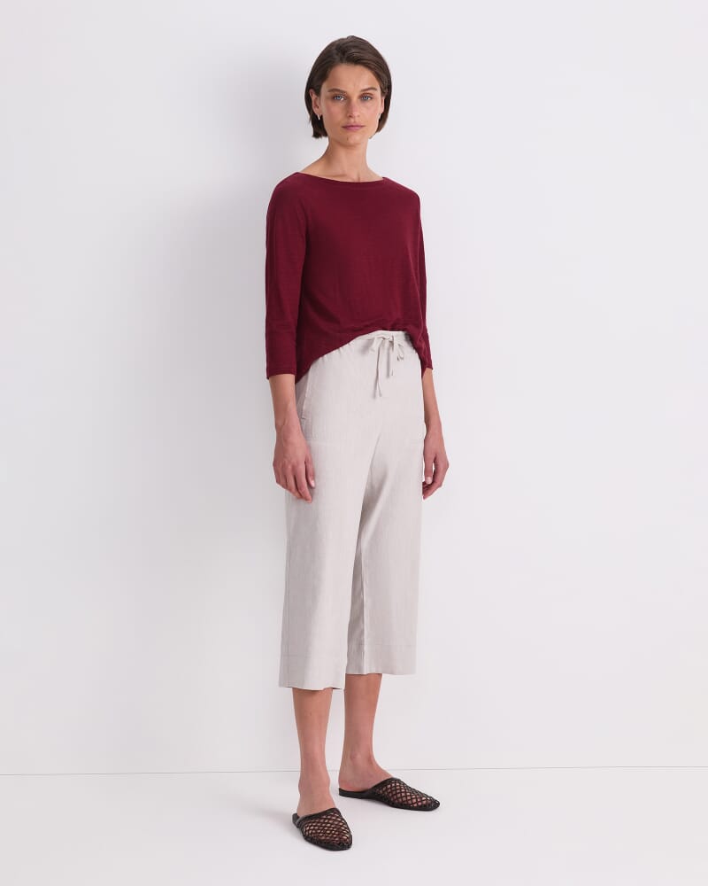Rosa Crop Linen Pant in STRING
