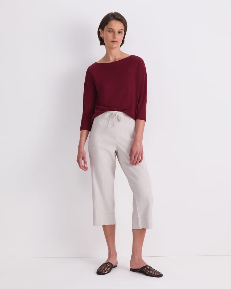 Rosa Crop Linen Pant in STRING