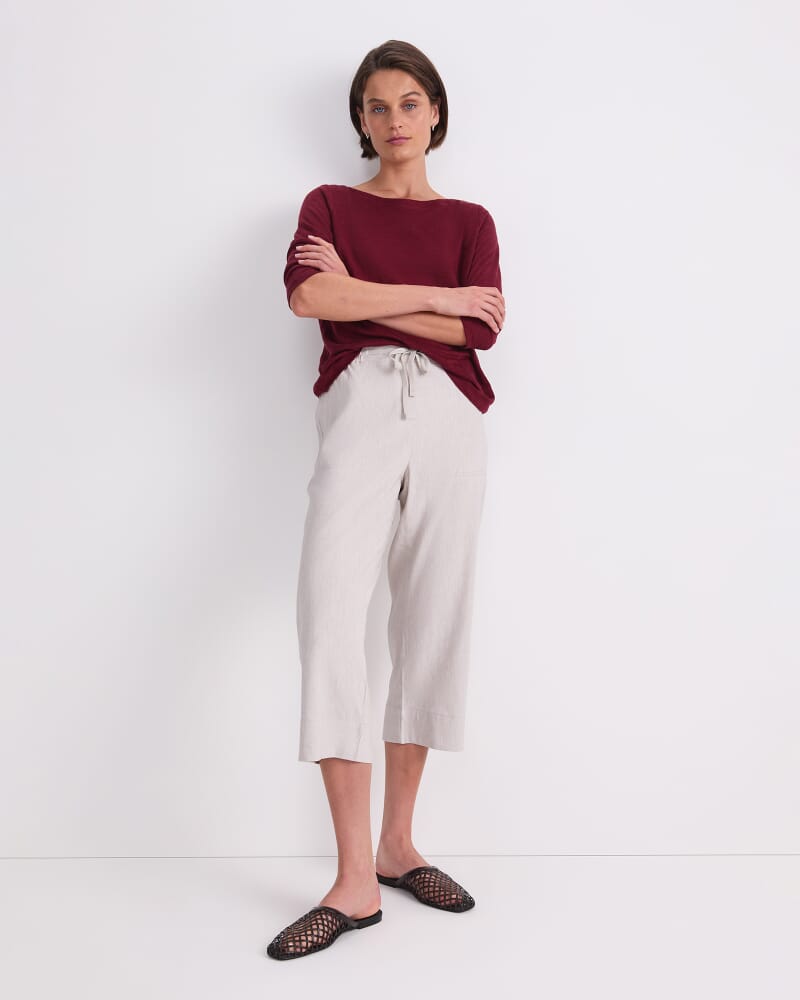 Rosa Crop Linen Pant in STRING