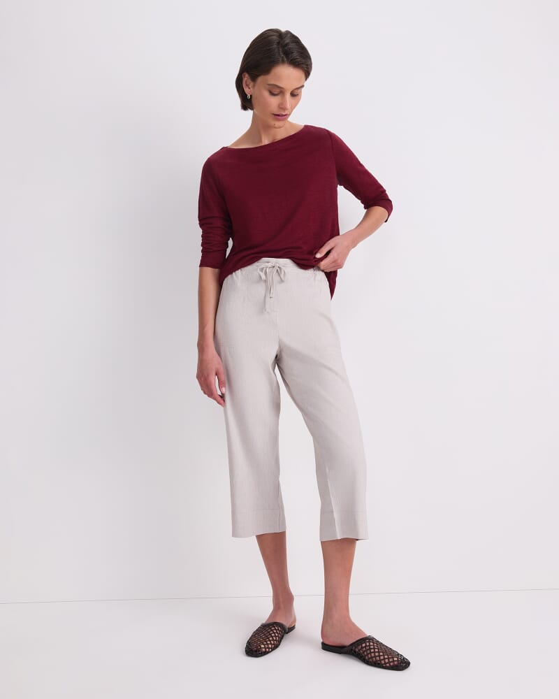 Rosa Crop Linen Pant in STRING