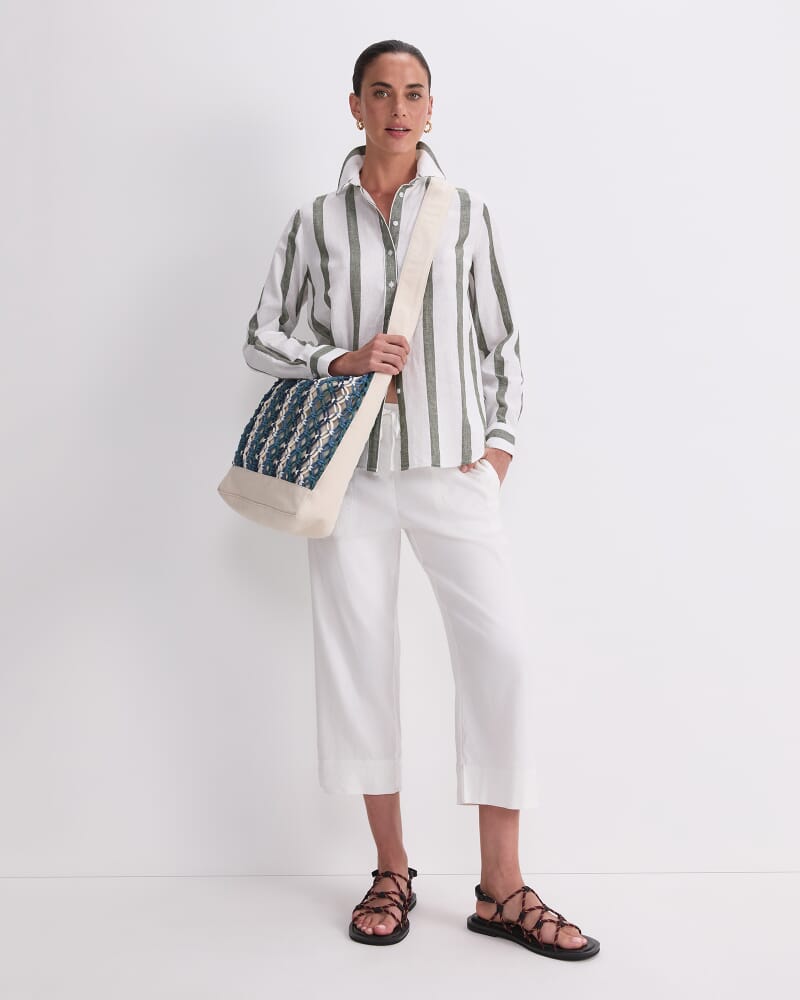 Rosa Crop Linen Pant in WHITE