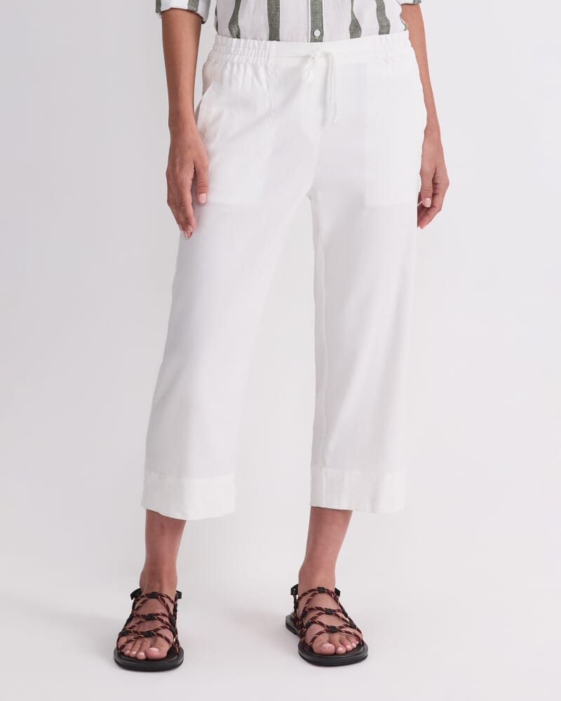 Rosa Crop Linen Pant in WHITE