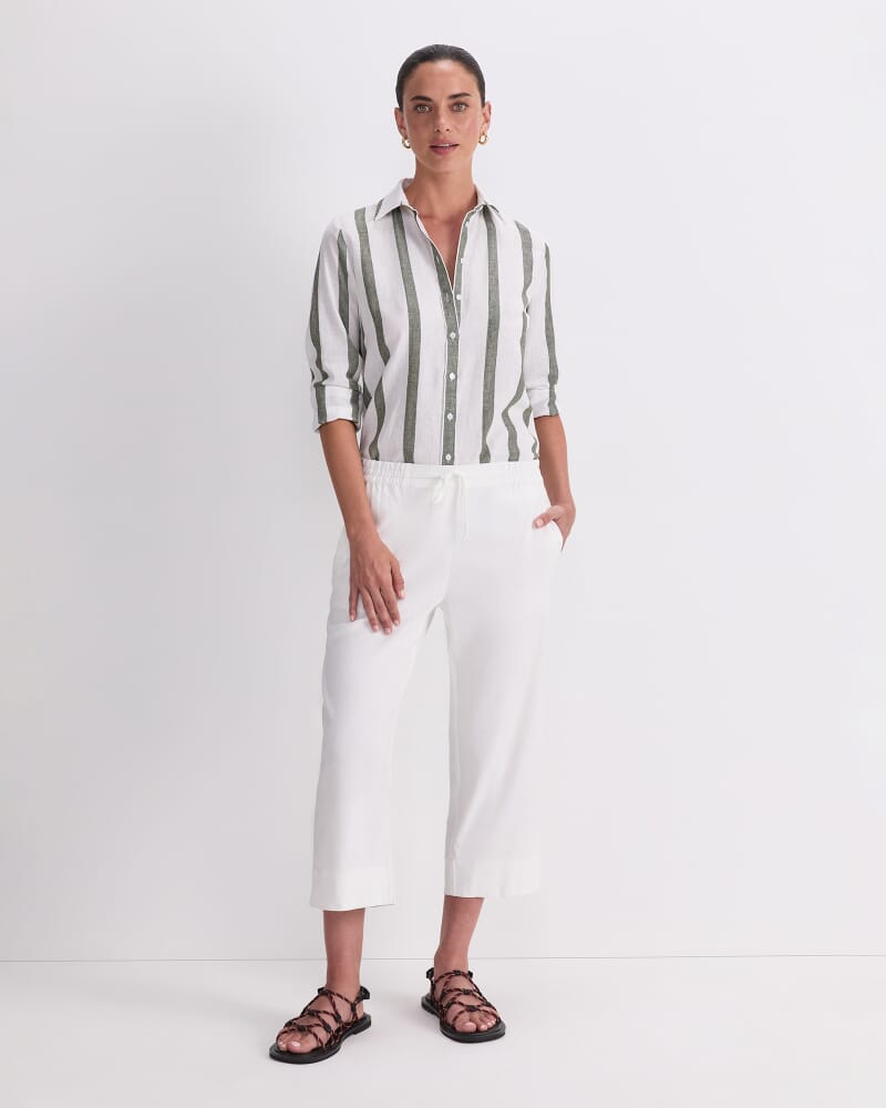 Rosa Crop Linen Pant in WHITE