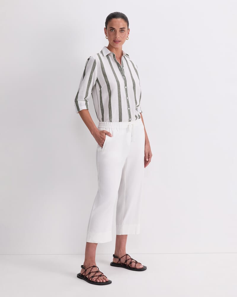 Rosa Crop Linen Pant in WHITE
