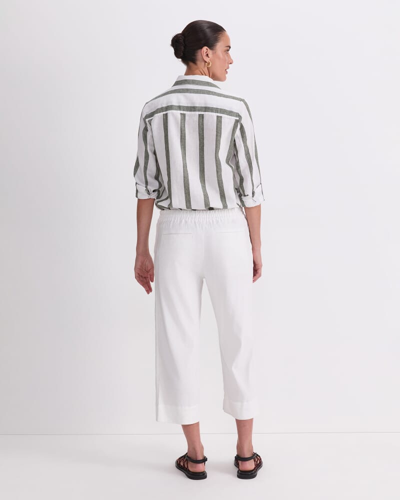 Rosa Crop Linen Pant in WHITE