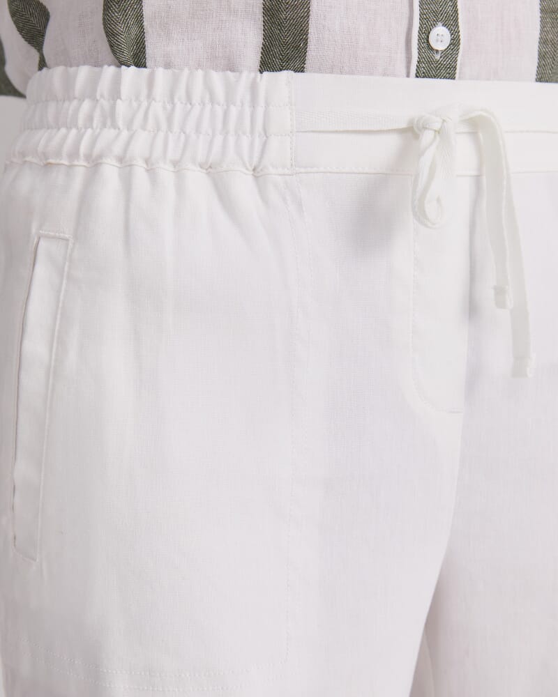 Rosa Crop Linen Pant in WHITE