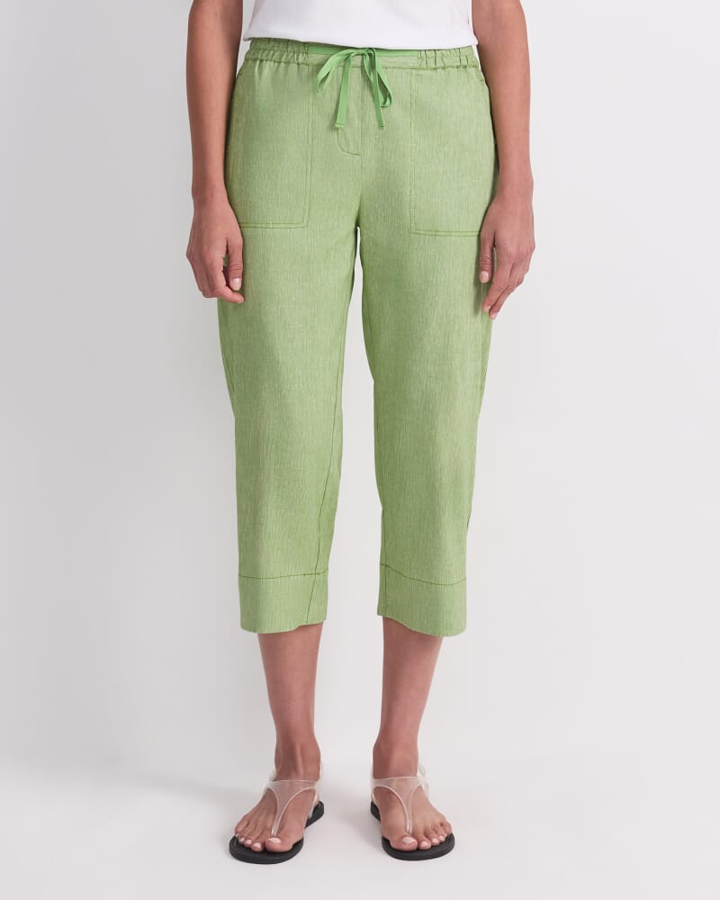 Rosa Crop Linen Pant in GREEN