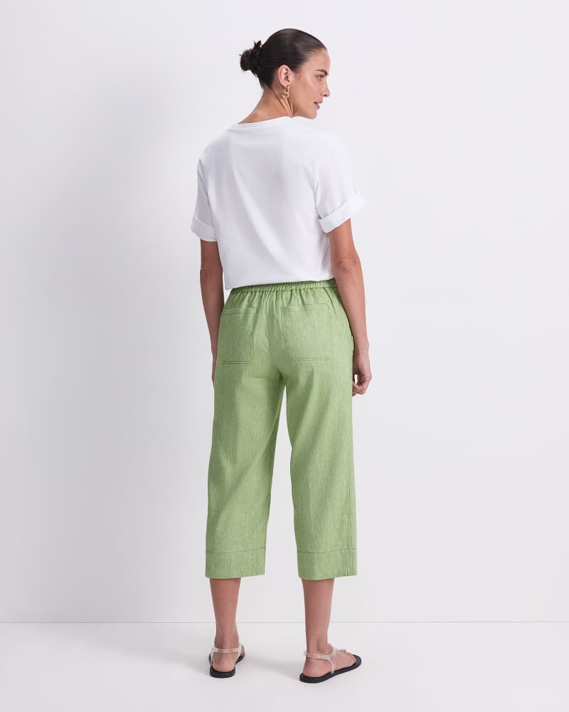 Rosa Crop Linen Pant in GREEN
