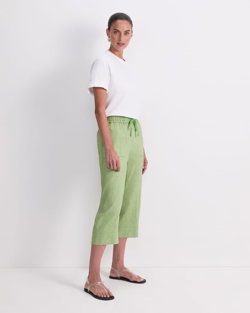 Rosa Crop Linen Pant in GREEN