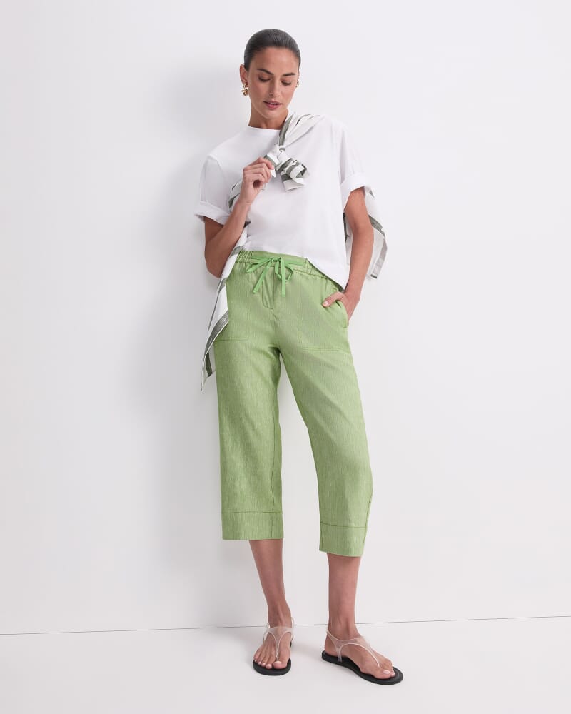 Rosa Crop Linen Pant in GREEN