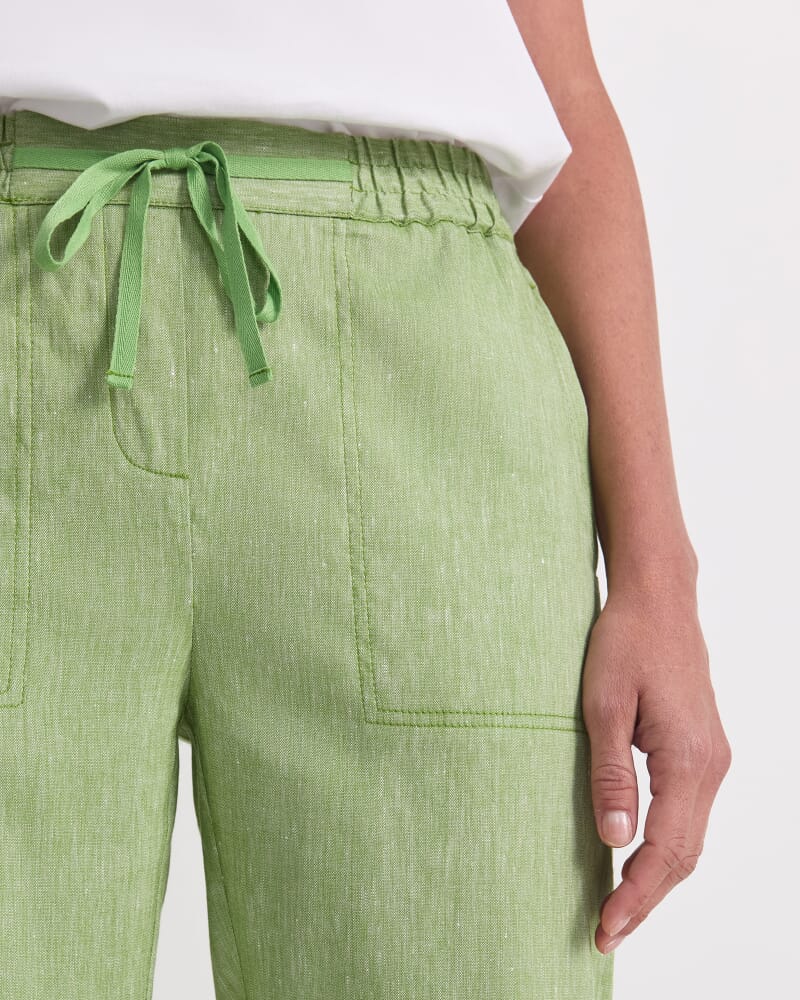 Rosa Crop Linen Pant in GREEN