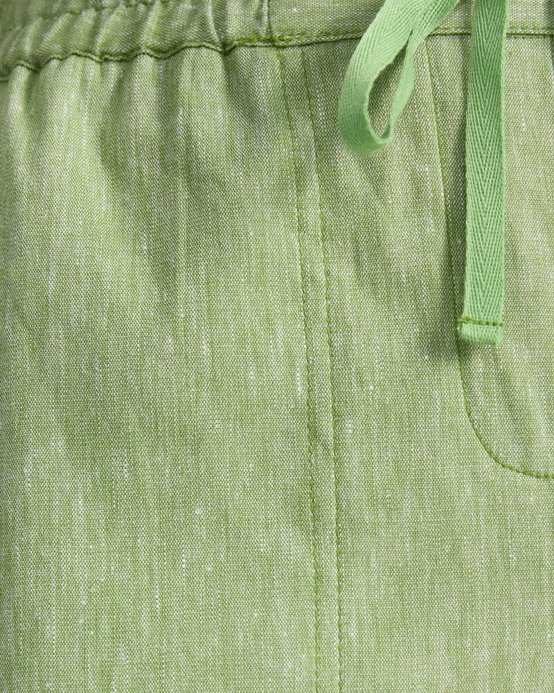 Rosa Crop Linen Pant in GREEN