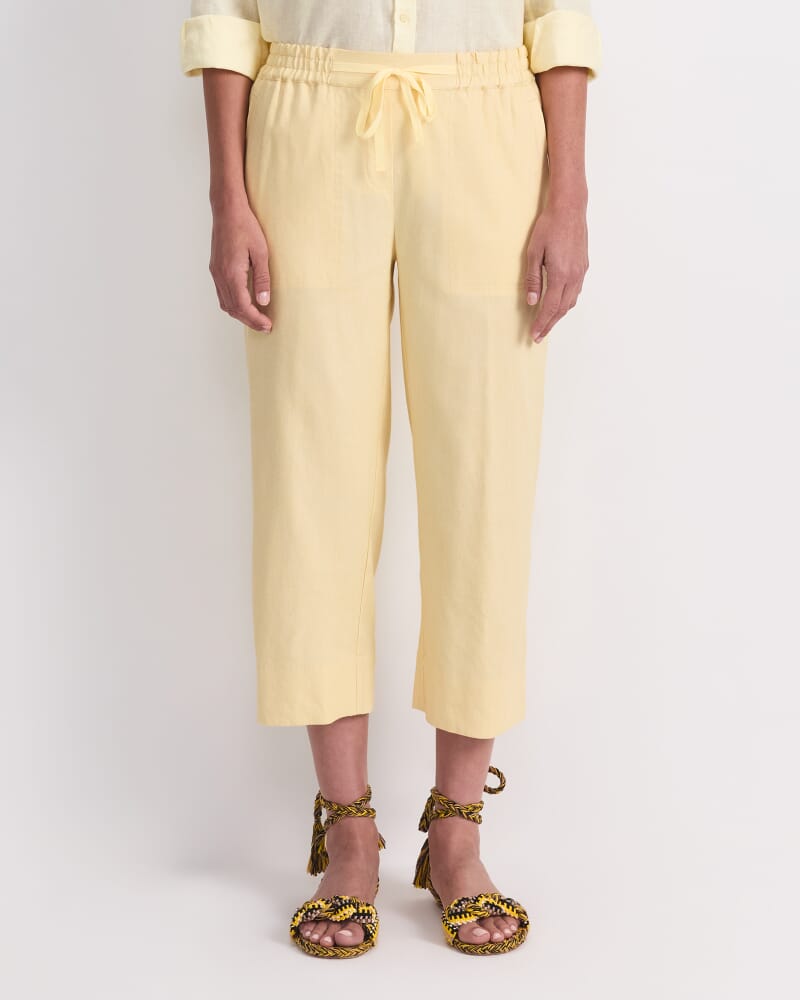 Rosa Crop Linen Pant in SUN