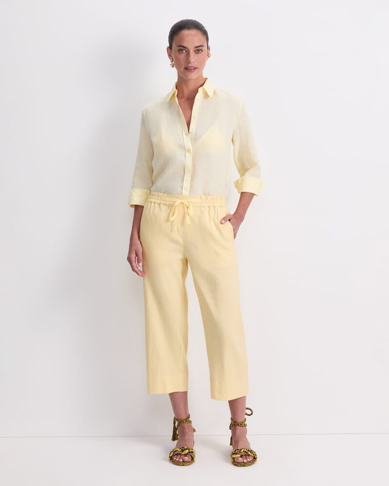 Rosa Crop Linen Pant in SUN