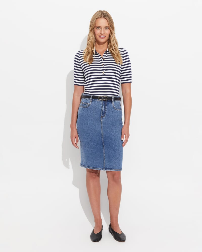 Brodie Denim Skirt in MID WASH