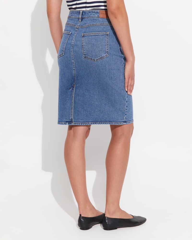 Brodie Denim Skirt in MID WASH